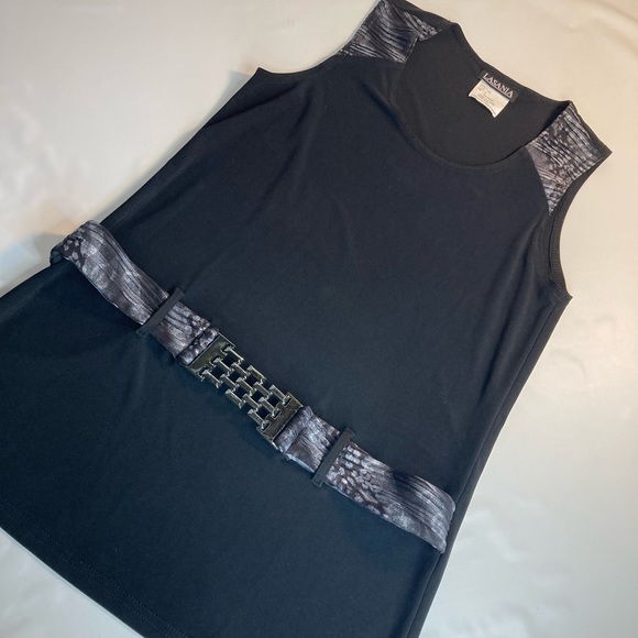 lasania Tops - Lasania black sleeveless belt blouse 4